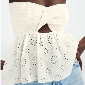Zara | Tops | Zara Combination Knit Top Ss22 Beige 43354 Nwt Sz Small |  Poshmark